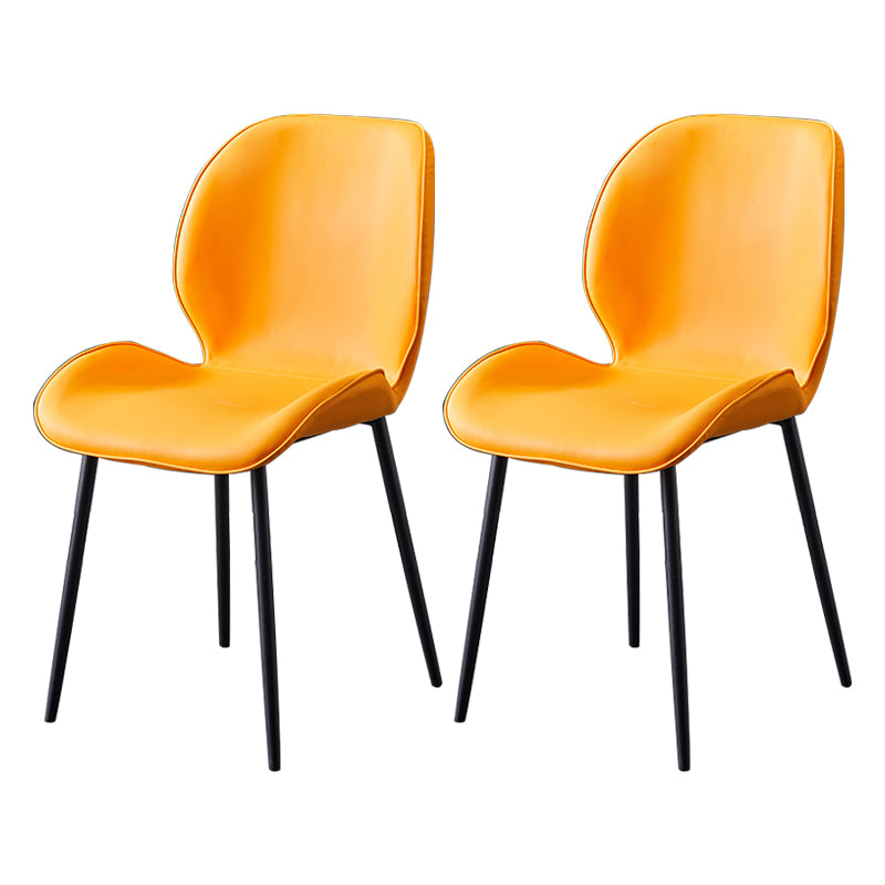 Home Scandinavian Side Chair Solid Back Metal Upholstered Dining Room Chair