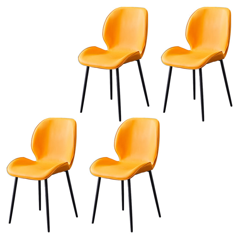 Home Scandinavian Side Chair Solid Back Metal Upholstered Dining Room Chair