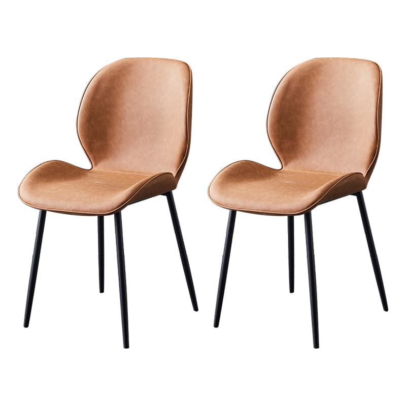 Home Scandinavian Side Chair Solid Back Metal Upholstered Dining Room Chair