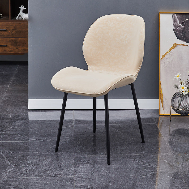 Home Scandinavian Side Chair Solid Back Metal Upholstered Dining Room Chair