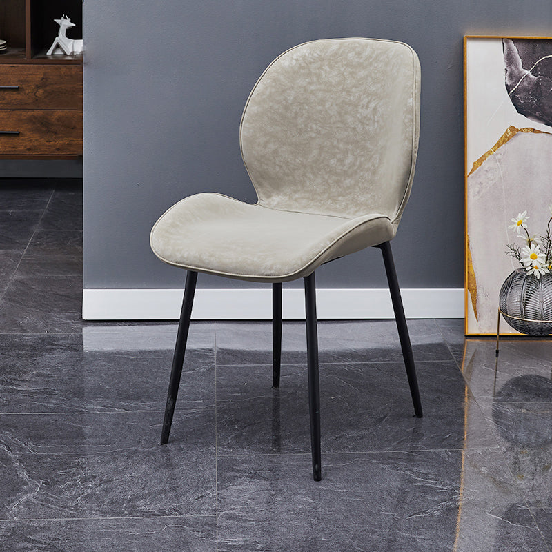 Home Scandinavian Side Chair Solid Back Metal Upholstered Dining Room Chair