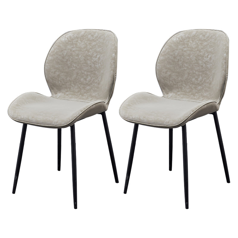Home Scandinavian Side Chair Solid Back Metal Upholstered Dining Room Chair