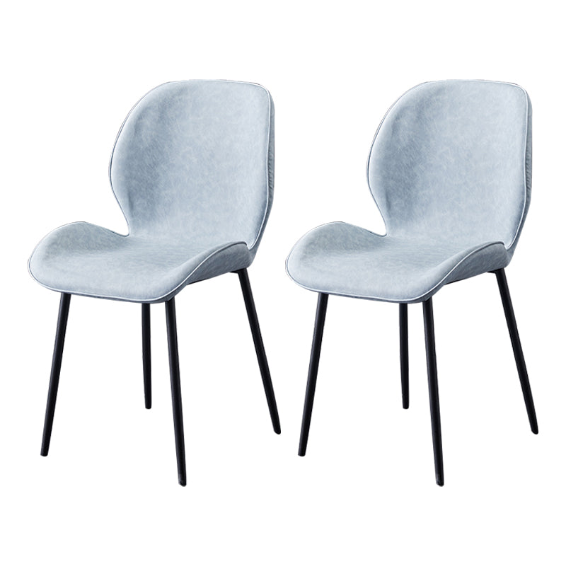 Home Scandinavian Side Chair Solid Back Metal Upholstered Dining Room Chair