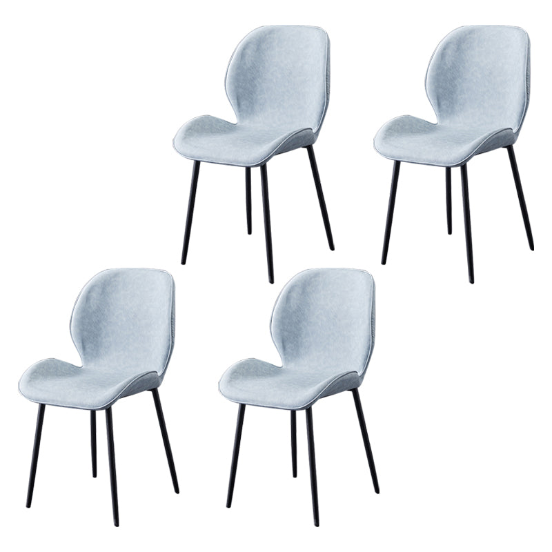 Home Scandinavian Side Chair Solid Back Metal Upholstered Dining Room Chair