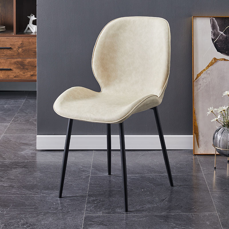 Home Scandinavian Side Chair Solid Back Metal Upholstered Dining Room Chair