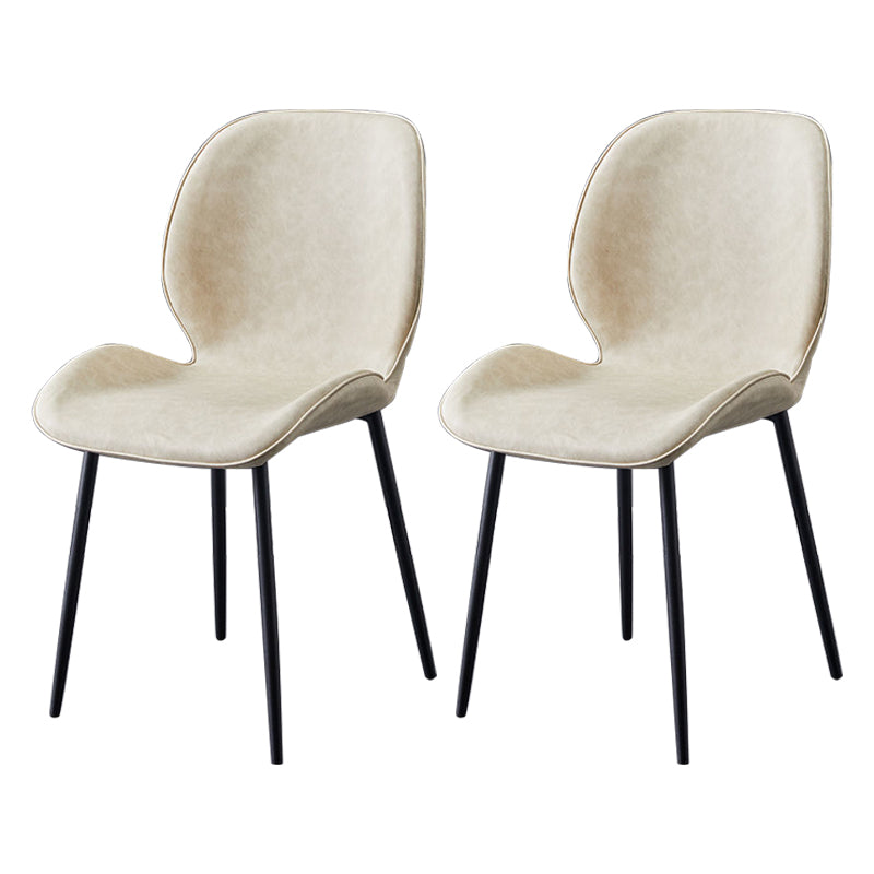 Home Scandinavian Side Chair Solid Back Metal Upholstered Dining Room Chair
