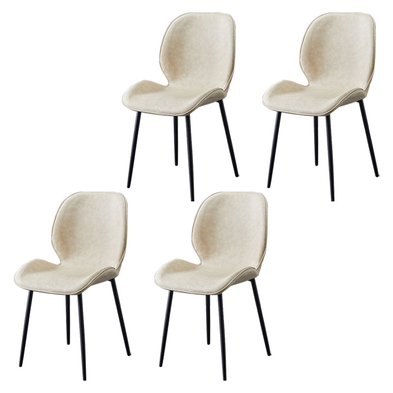 Home Scandinavian Side Chair Solid Back Metal Upholstered Dining Room Chair