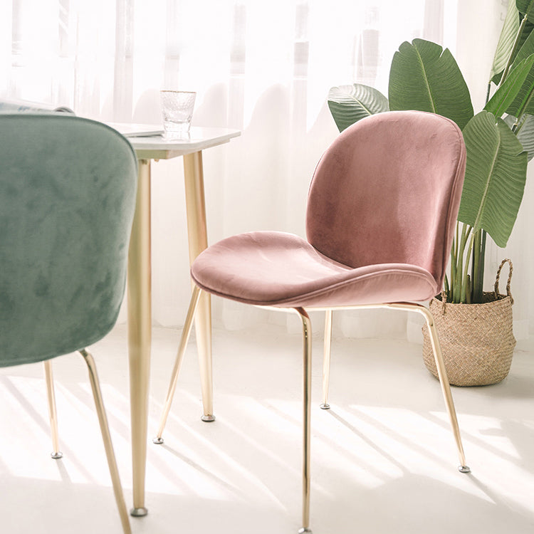 Chaise de salle à manger de Style Glam nordique, sans accoudoirs, avec pieds en métal