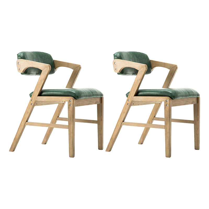 PU Leather Upholstered Dining Armchair Open Back Arm Chair with Wood Legs