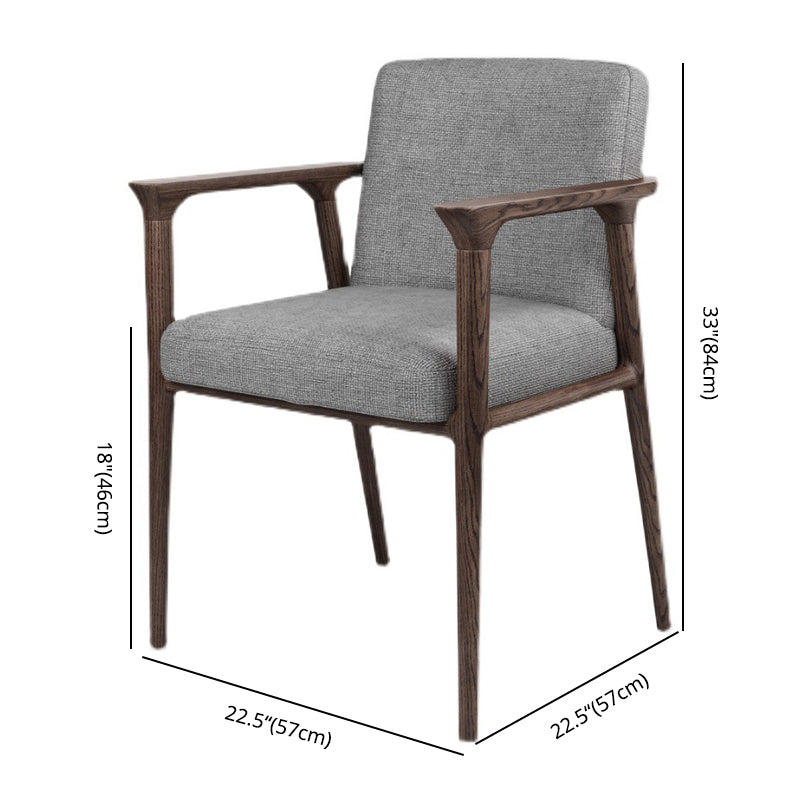 Traditional Style Ash Wood Chairs Solid Back Arm Kitchen Dining Chairs