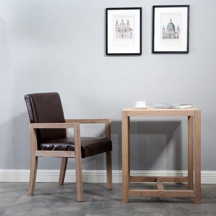 Country Style Pine Wood Chair Set Solid Back Dining Armchairs for Kitchen