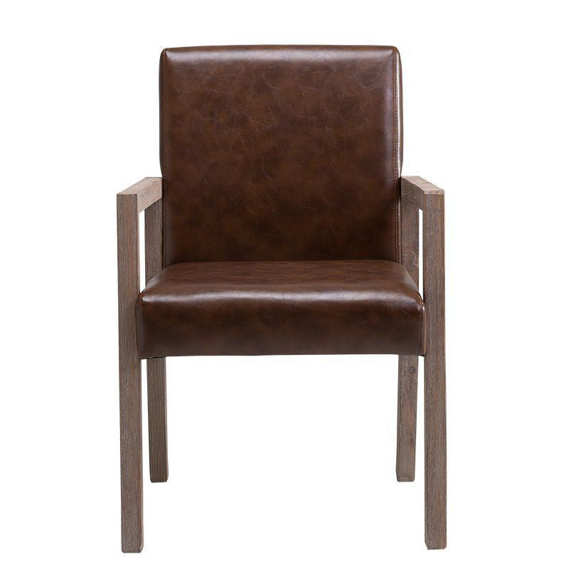 Country Style Pine Wood Chair Set Solid Back Dining Armchairs for Kitchen