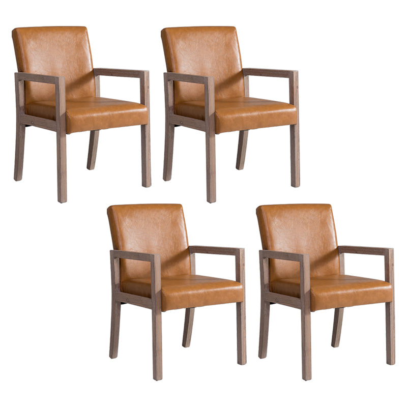 Country Style Pine Wood Chair Set Solid Back Dining Armchairs for Kitchen