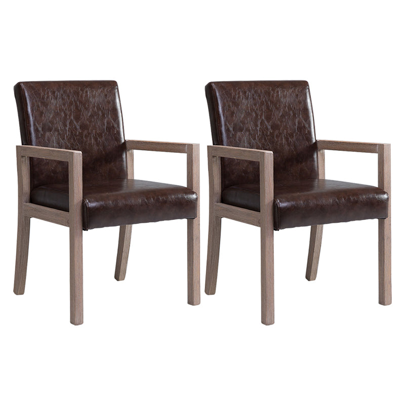 Country Style Pine Wood Chair Set Solid Back Dining Armchairs for Kitchen