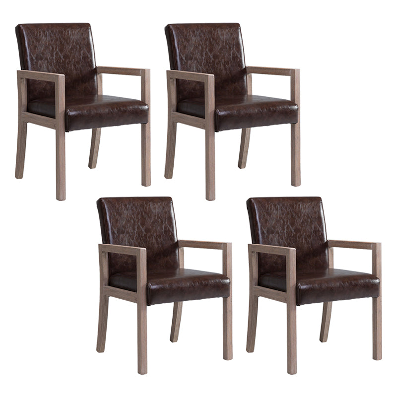 Country Style Pine Wood Chair Set Solid Back Dining Armchairs for Kitchen