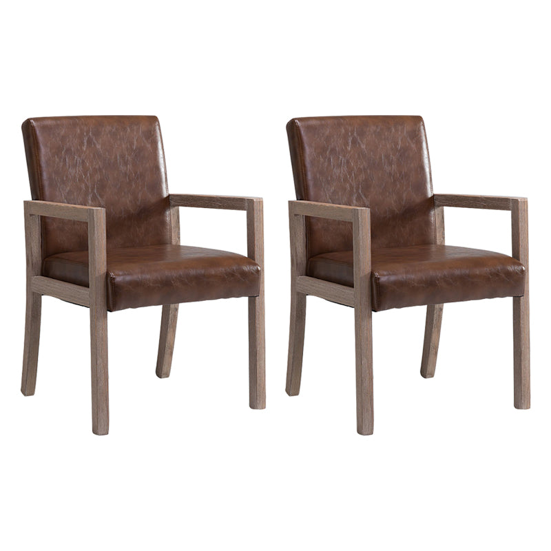 Country Style Pine Wood Chair Set Solid Back Dining Armchairs for Kitchen