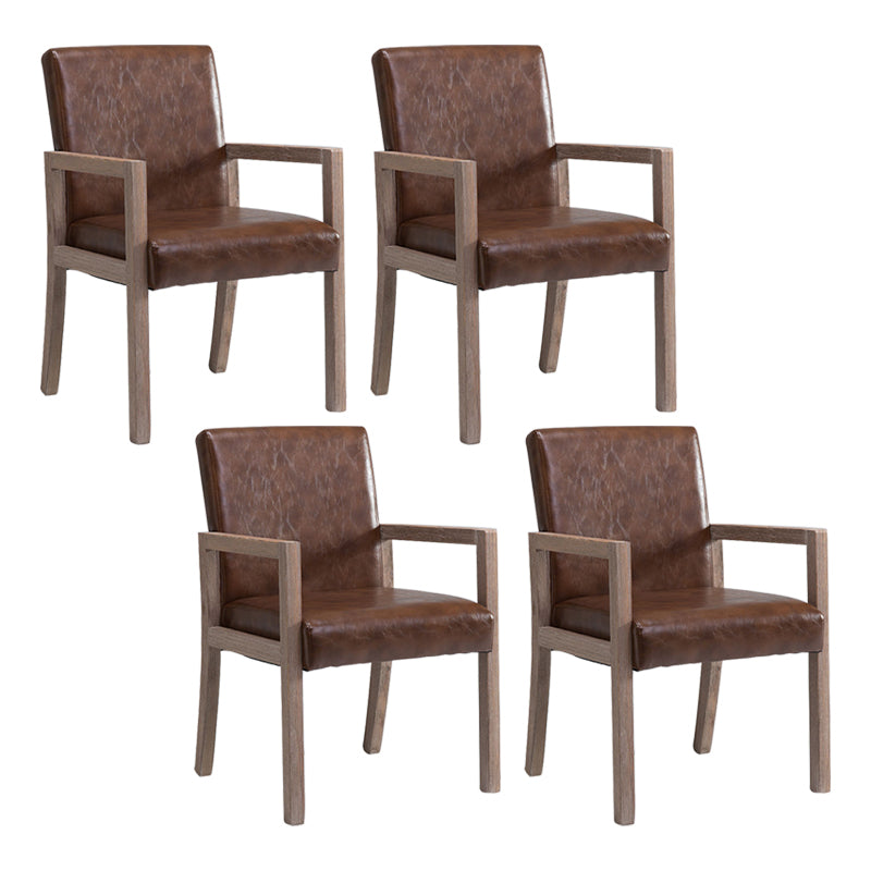 Country Style Pine Wood Chair Set Solid Back Dining Armchairs for Kitchen
