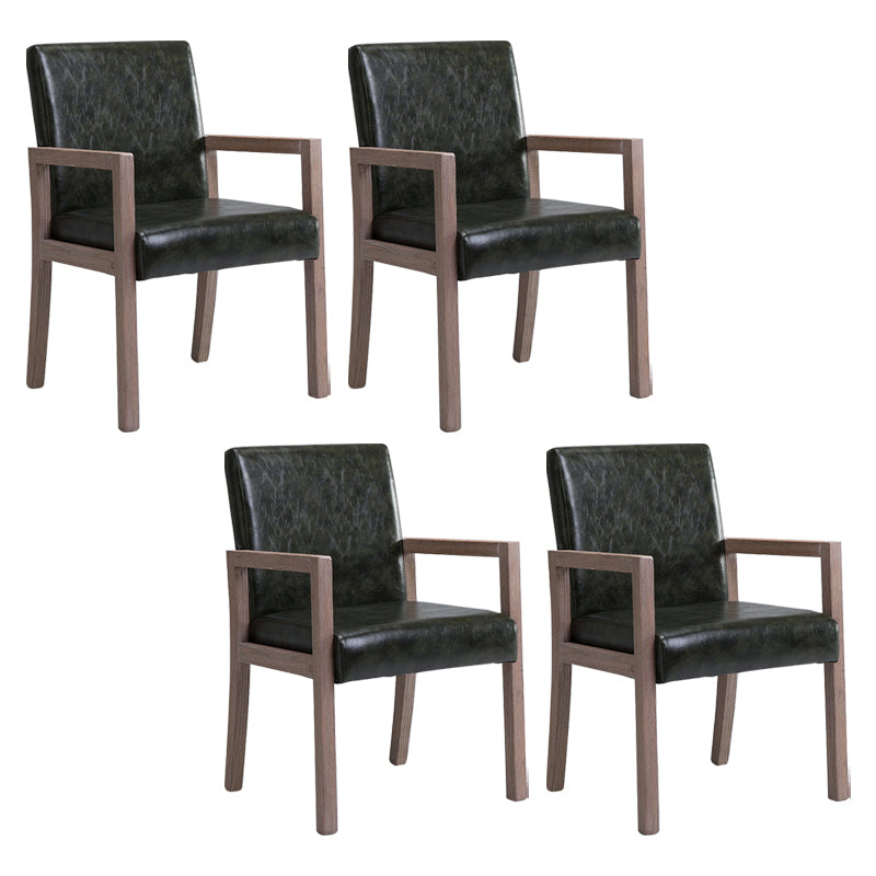 Country Style Pine Wood Chair Set Solid Back Dining Armchairs for Kitchen