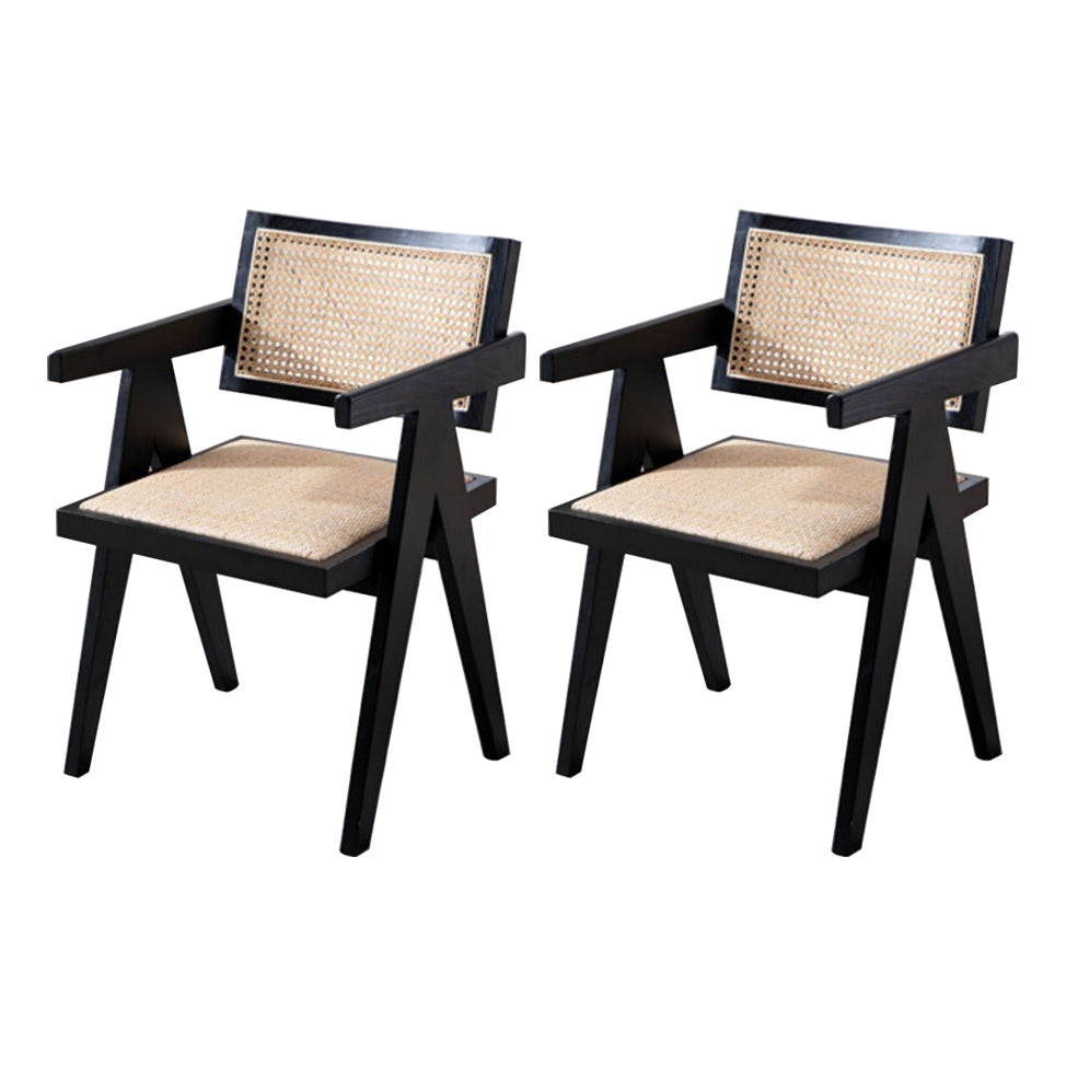 Farmhouse Style Ash Wood Chair Open Back Dining Room Kitchen Arm Chairs Set