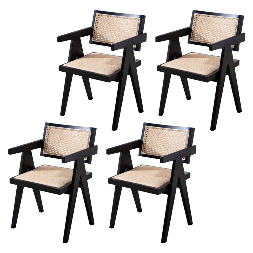 Farmhouse Style Ash Wood Chair Open Back Dining Room Kitchen Arm Chairs Set