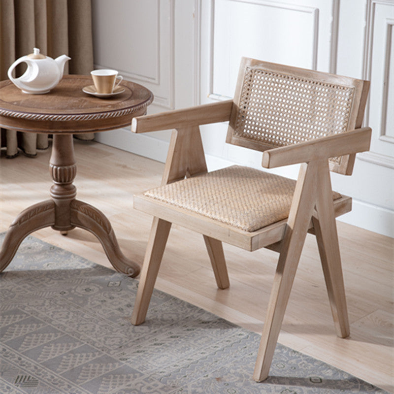 Farmhouse Style Ash Wood Chair Open Back Dining Room Kitchen Arm Chairs Set