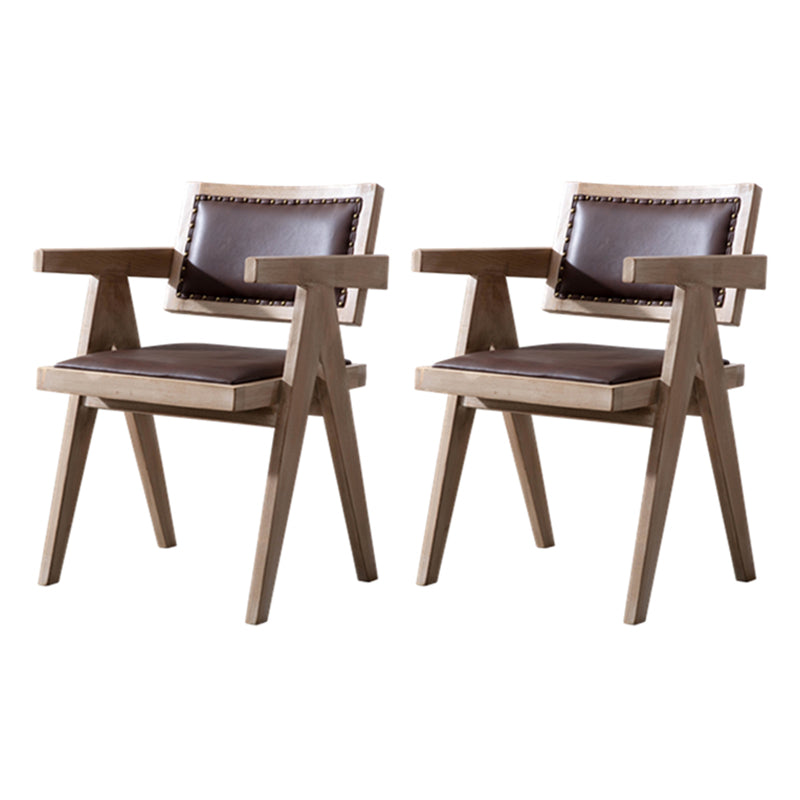 Farmhouse Style Ash Wood Chair Open Back Dining Room Kitchen Arm Chairs Set