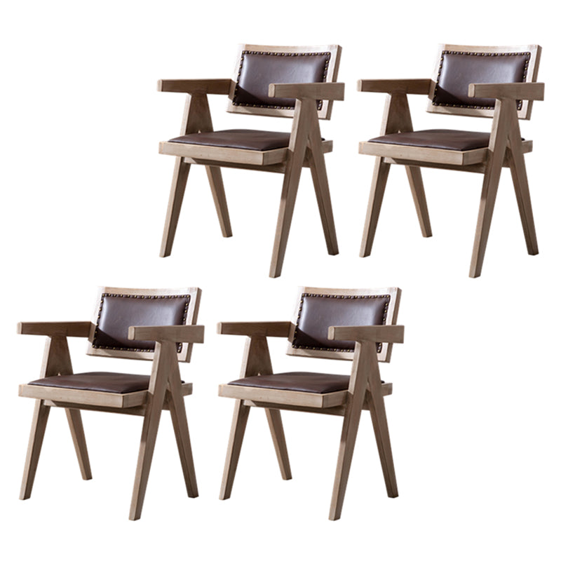 Farmhouse Style Ash Wood Chair Open Back Dining Room Kitchen Arm Chairs Set