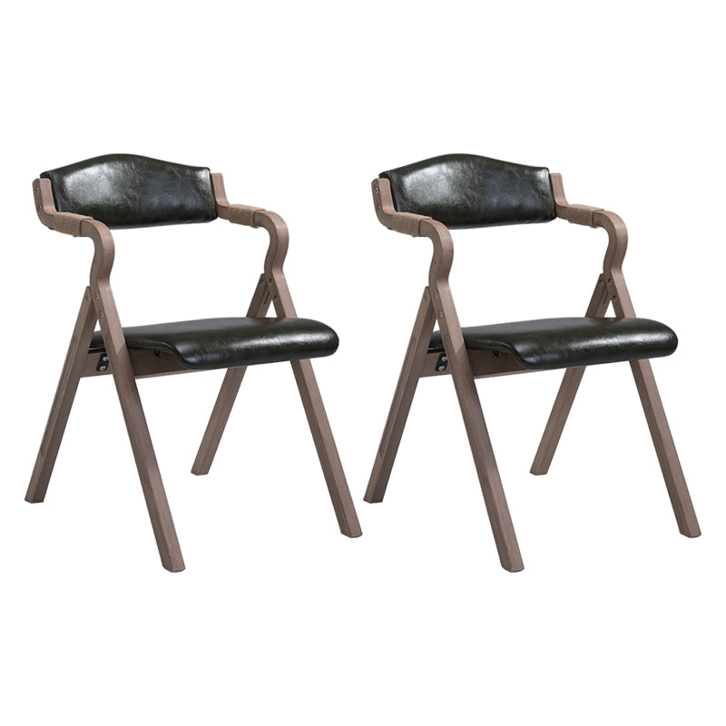 Country Style Foldable Dining Armchair Open Back Upholstered Arm Chairs