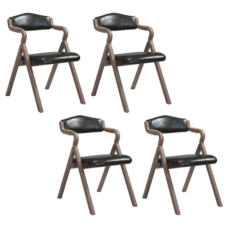Country Style Foldable Dining Armchair Open Back Upholstered Arm Chairs