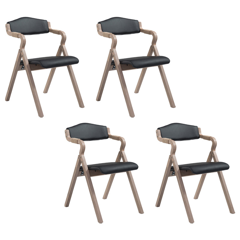 Country Style Foldable Dining Armchair Open Back Upholstered Arm Chairs