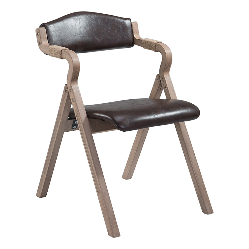 Country Style Foldable Dining Armchair Open Back Upholstered Arm Chairs