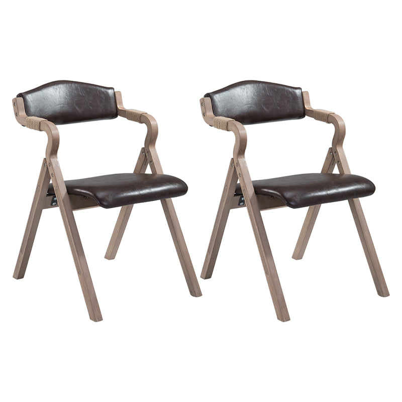 Country Style Foldable Dining Armchair Open Back Upholstered Arm Chairs