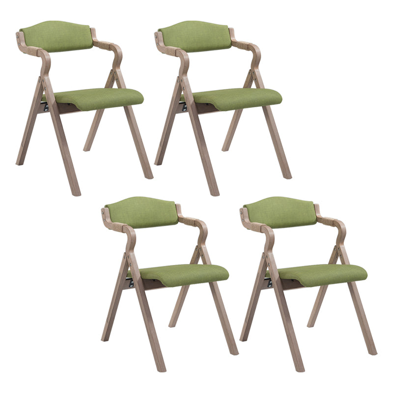 Country Style Foldable Dining Armchair Open Back Upholstered Arm Chairs