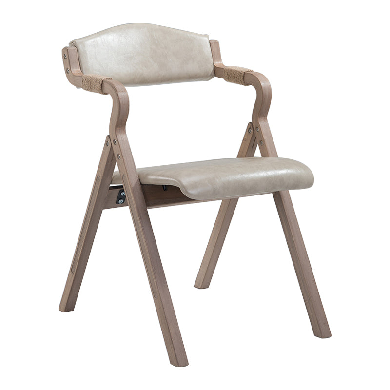 Country Style Foldable Dining Armchair Open Back Upholstered Arm Chairs