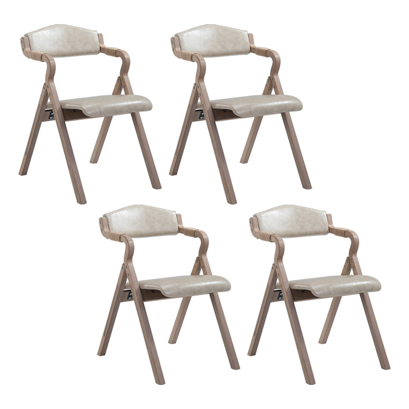 Country Style Foldable Dining Armchair Open Back Upholstered Arm Chairs