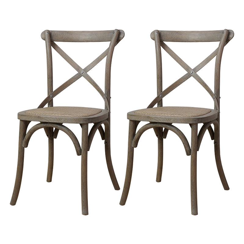 Bentwood Armless Dining Chairs Oak Cross Back Side Chair with Wood Legs