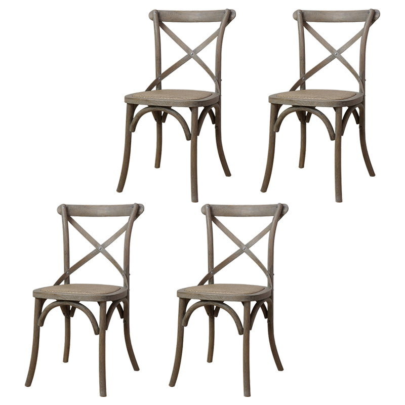 Bentwood Armless Dining Chairs Oak Cross Back Side Chair with Wood Legs