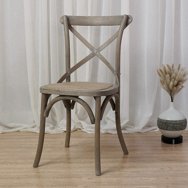 Bentwood Armless Dining Chairs Oak Cross Back Side Chair with Wood Legs