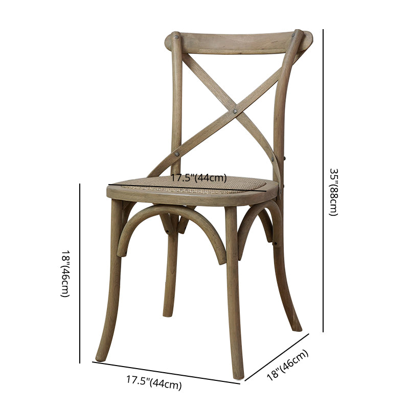 Bentwood Armless Dining Chairs Oak Cross Back Side Chair with Wood Legs