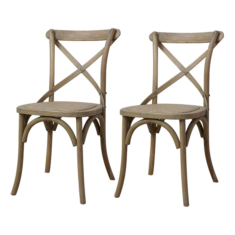 Bentwood Armless Dining Chairs Oak Cross Back Side Chair with Wood Legs