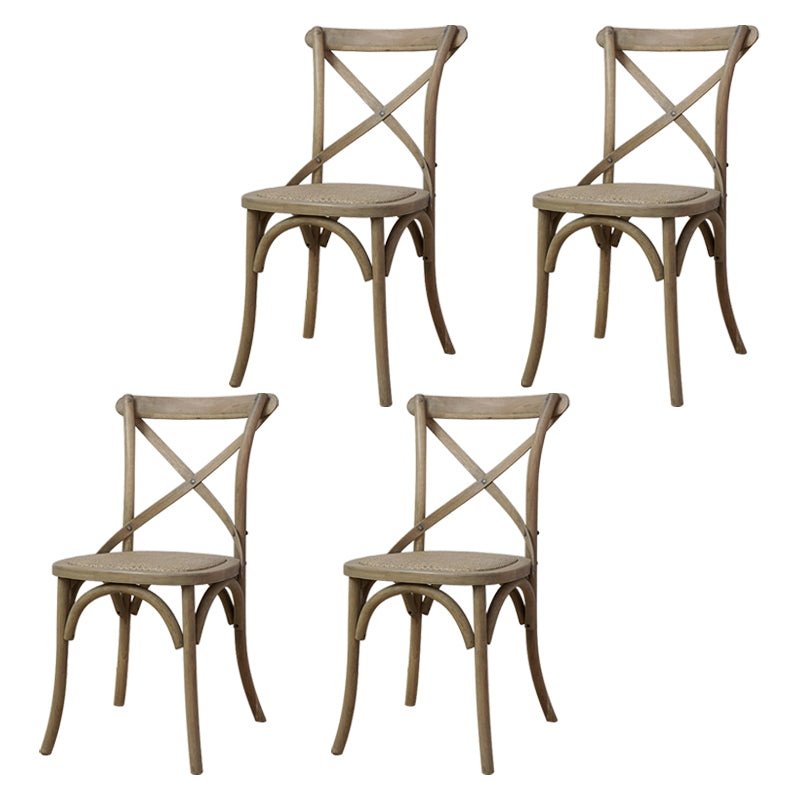 Bentwood Armless Dining Chairs Oak Cross Back Side Chair with Wood Legs
