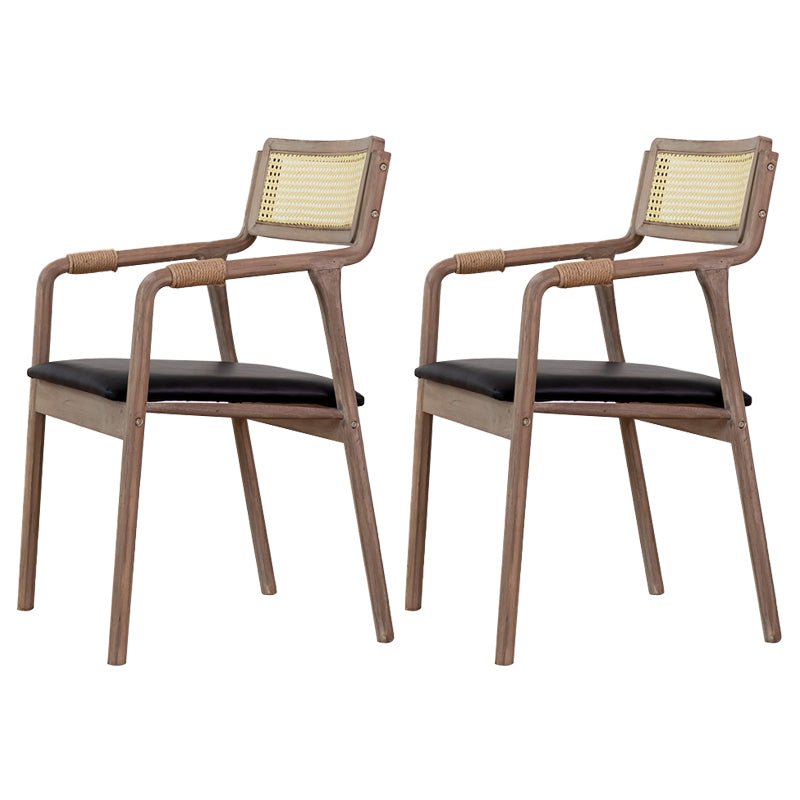 Traditional Style Rubberwood Chairs Kitchen Open Back Dining Side Chair