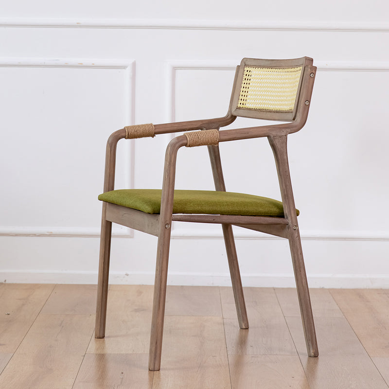Traditional Style Rubberwood Chairs Kitchen Open Back Dining Side Chair