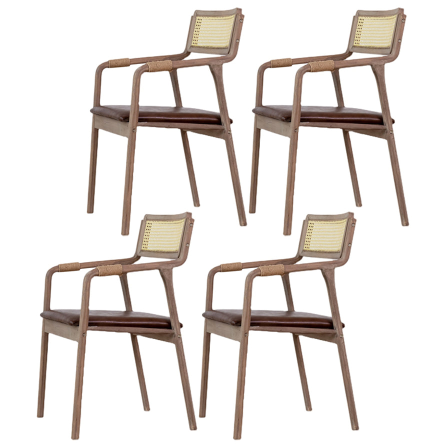 Traditional Style Rubberwood Chairs Kitchen Open Back Dining Side Chair