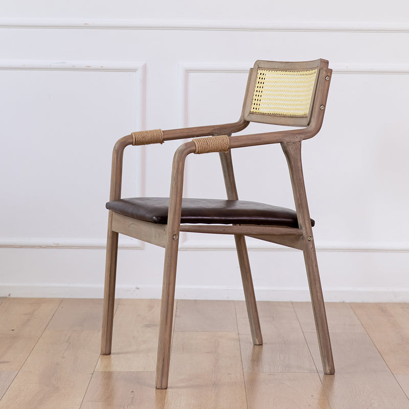 Traditional Style Rubberwood Chairs Kitchen Open Back Dining Side Chair