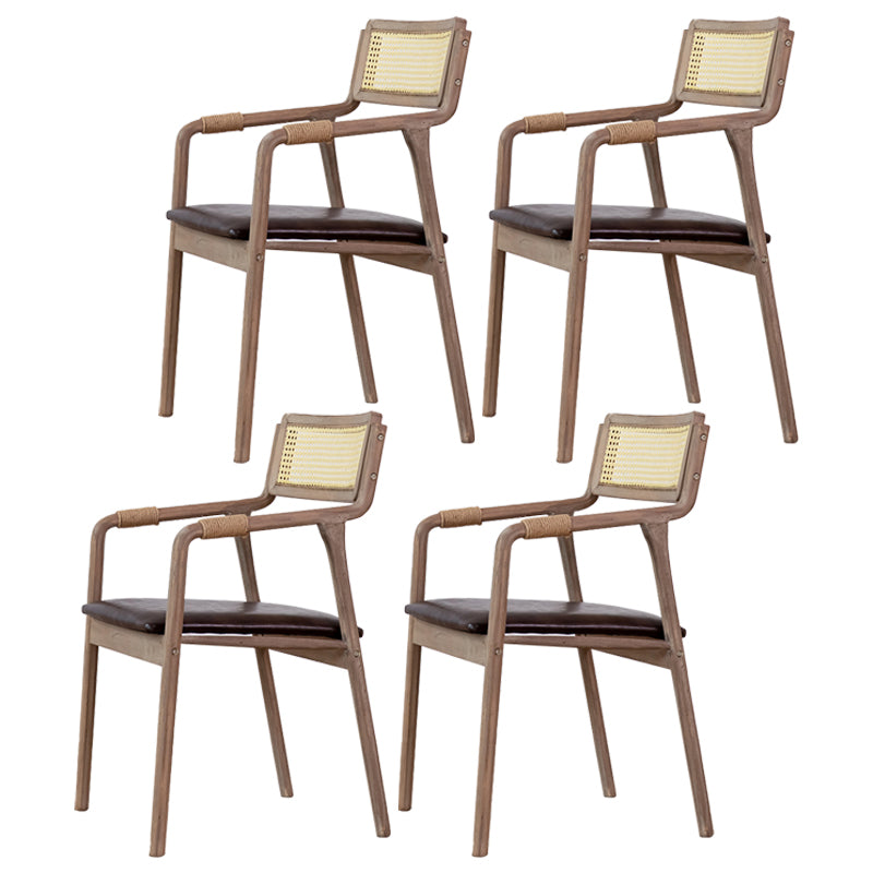 Traditional Style Rubberwood Chairs Kitchen Open Back Dining Side Chair