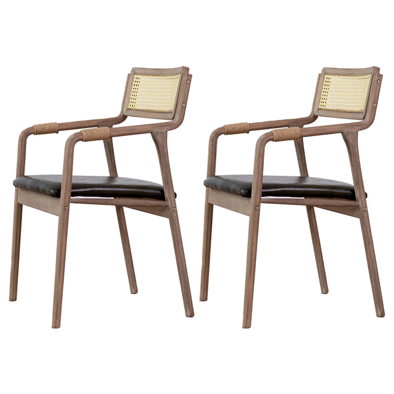Traditional Style Rubberwood Chairs Kitchen Open Back Dining Side Chair