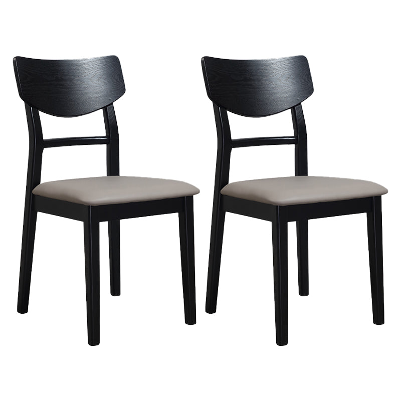Industrial Ash Open Side Chair Matte Finish Upholstered Dining Chair with Black Legs