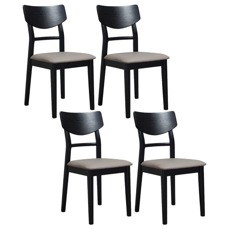 Industrial Ash Open Side Chair Matte Finish Upholstered Dining Chair with Black Legs