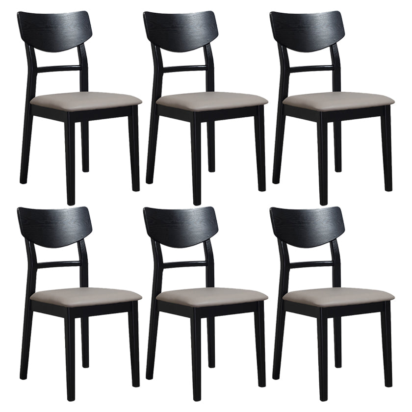 Industrial Ash Open Side Chair Matte Finish Upholstered Dining Chair with Black Legs